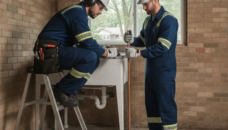 Plumber repairing a pipe in Chicago, IL for residential plumbing service