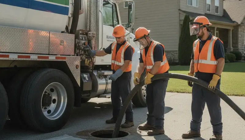 Chicago, IL septic pumping service truck for residential plumbing repair and maintenance