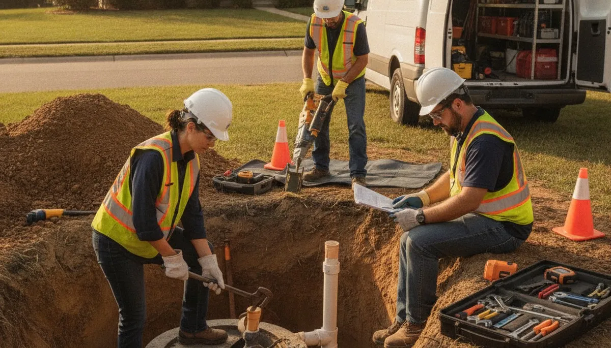 Chicago, IL septic repair plumber inspecting home sewer system for service assessment