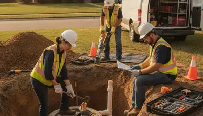Chicago, IL septic repair plumber inspecting home sewer system for service assessment