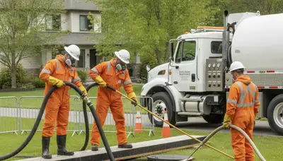 Chicago, IL plumber cleaning a septic tank for residential sewer maintenance and repair