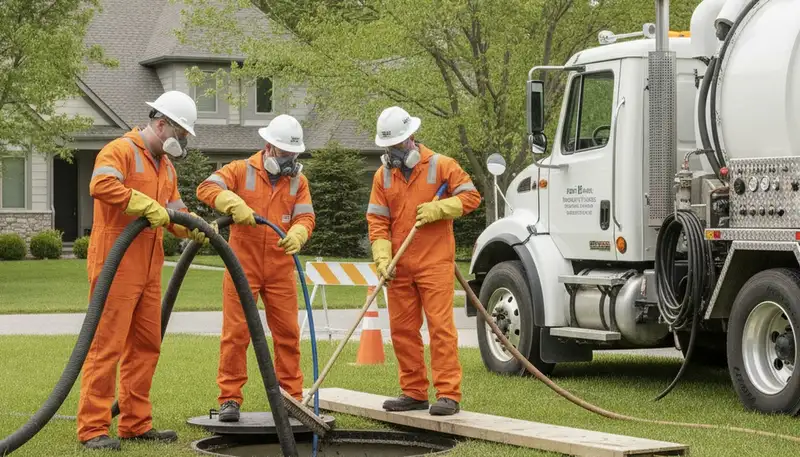 Chicago, IL plumber performing septic tank cleaning service for a residential plumbing repair job